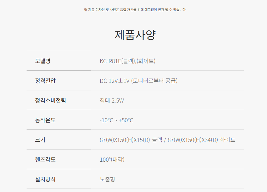 코콤 노출형현관카메라 KC R81E 블랙/KC R81E 화이트